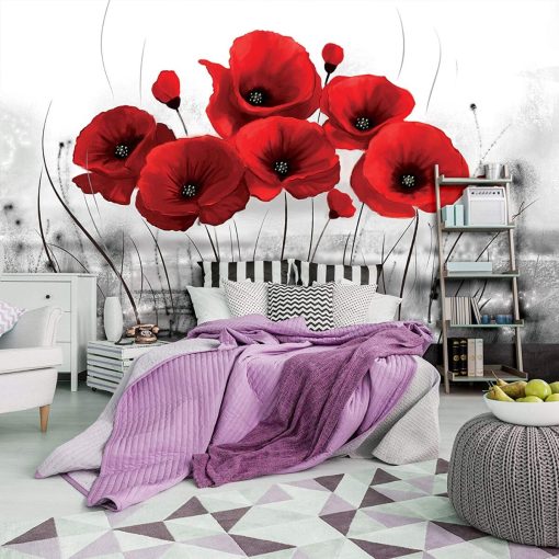 Decorare pareti con papaveri rossi