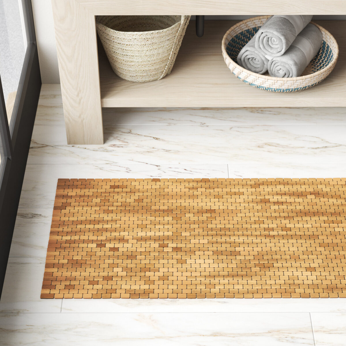 tappeto bagni legno