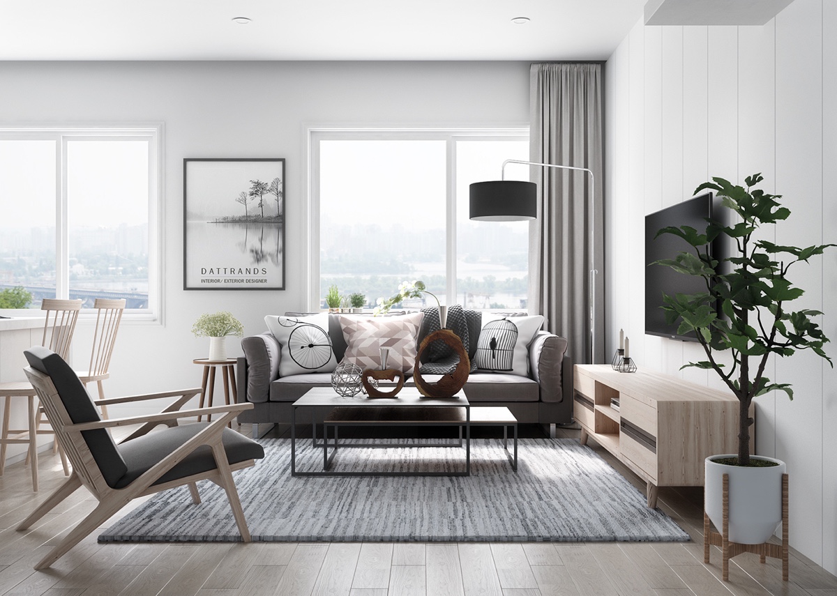 Galleria foto 'Tappeto per il soggiorno scandinavo: 10 idee e foto' - foto 3