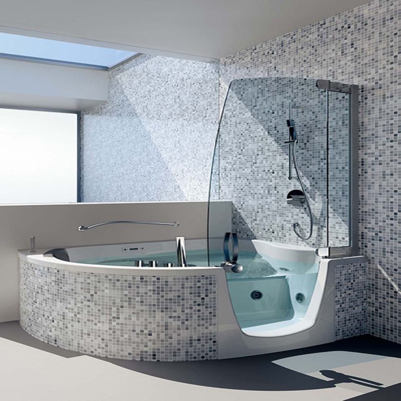 Bathroom Wonderful Black And White Mosaic Tile And White Corner