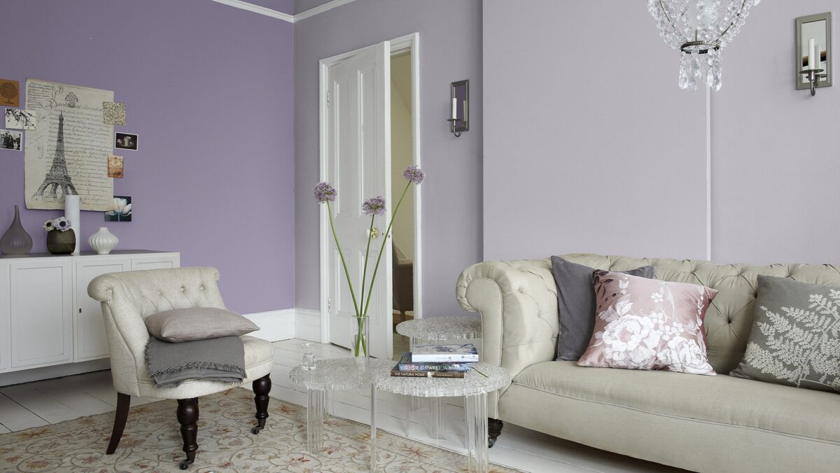 Soggiorno pareti color lilla: 10 idee e foto