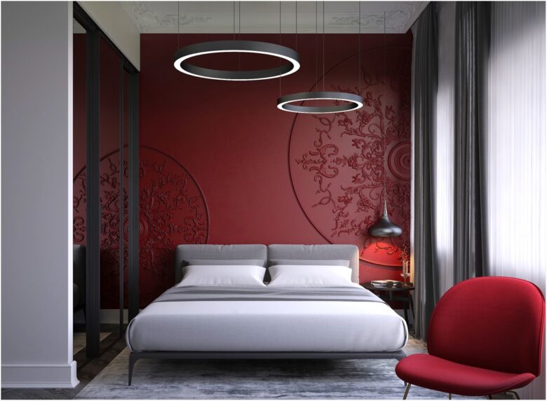 Camera da letto pareti color granata: 10 idee e foto