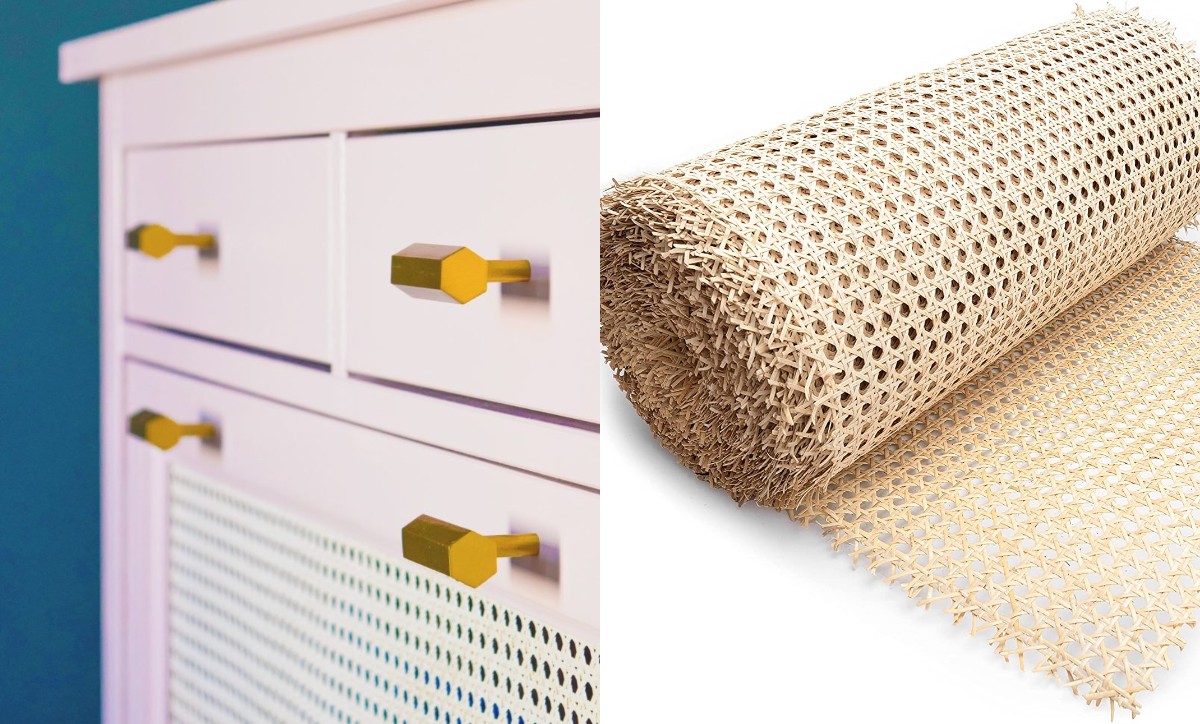 cassettiera con tessuto di canna diy