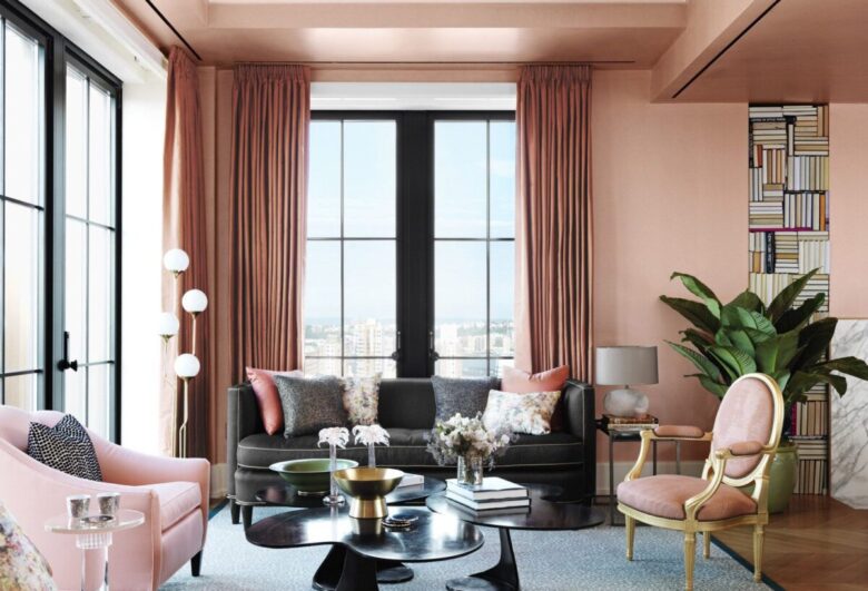 Soggiorno pareti color rosa antico: 10 idee e foto