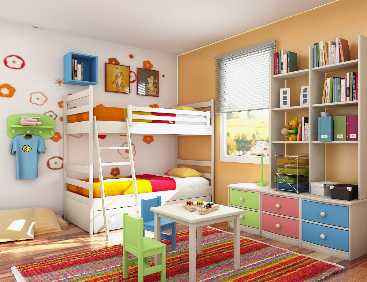 cameretta bambini colorata per l'estate 