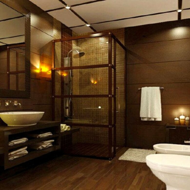 Bagno pareti color mogano: 10 idee e foto