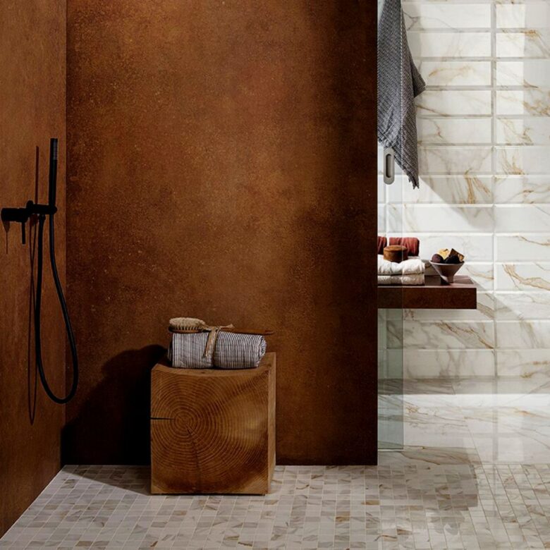 Bagno pareti color mogano: 10 idee e foto