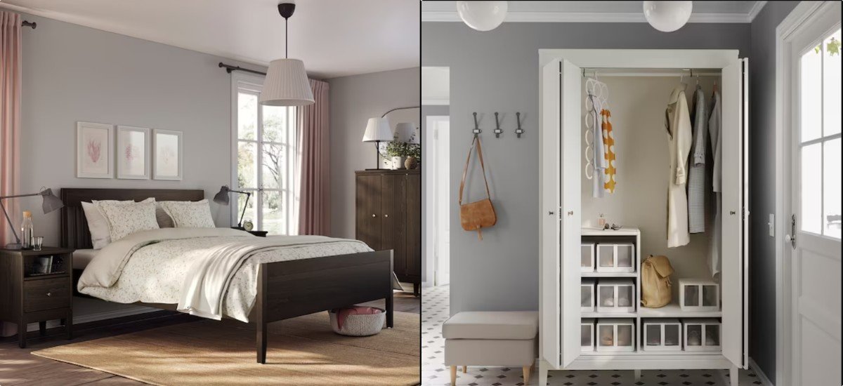 letto e armadio ikea stile rustico legno bianco e marrone letto e armadio ikea stile rustico legno bianco e marrone