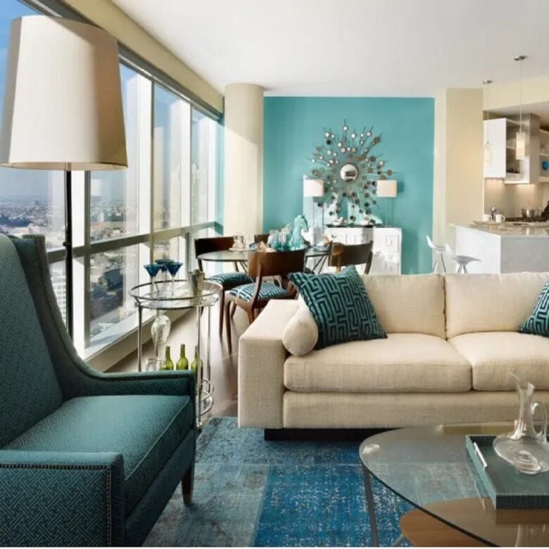 Pareti soggiorno color ciano: 8 idee e foto rivoluzionarie Pareti soggiorno color ciano: 8 idee e foto rivoluzionarie