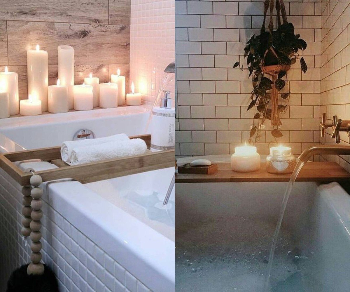 bagno decoro idea con candele per l'autunno bagno decoro idea con candele per l'autunno
