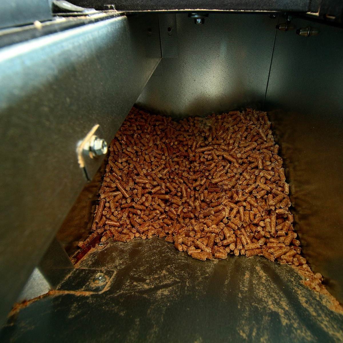 Pellet in serbatoio caldaia biomassa Pellet in serbatoio caldaia biomassa