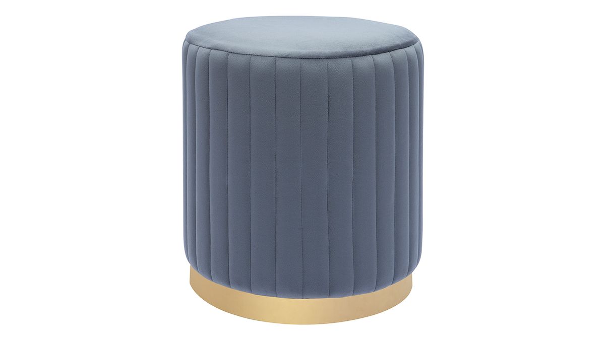 Pouf in velluto grigio e metallo dorato Dona Pouf in velluto grigio e metallo dorato Dona