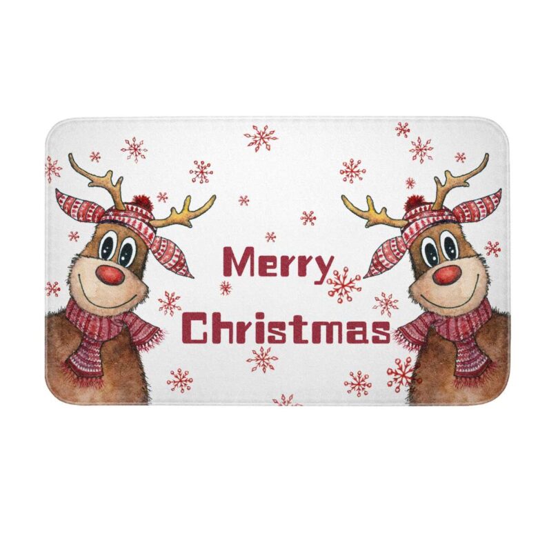 Tappetino Da Bagno Natalizio 61x61 Cm - Verde Con Scritta Merry Christmas, Morbido Microfibra, Antiscivolo, Assorbente